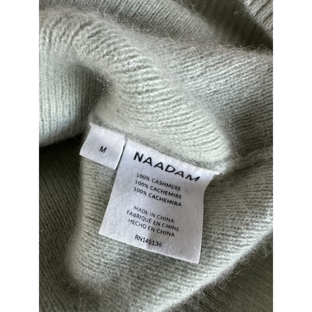 NAADAM 100% Cashmere Sage Green Women's Henley Crewneck Pullover Sweater Sz M - Picture 4 of 9